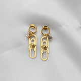 Golden Lion Charm Drop Earrings