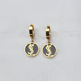 Luxury Gold Hoop Earrings with Black Enamel
