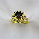 Golden Bloom Black Sapphire Ring