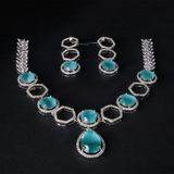 Blue Crystal Necklace and Earring Set