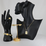 Elegant Gold-Plated Jewelry Set with Geometric Design