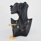 Elegant Gold Plated Necklace and Earring Set with Geometric Design