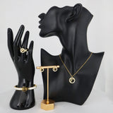Elegant Gold-Plated Jewelry Set with Initial 'F'