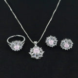 Elegant Silver Jewelry Set with Pink Gemstones