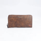 SHABILI Solid Color PU Leather Large Capacity Zipper Business Wallet