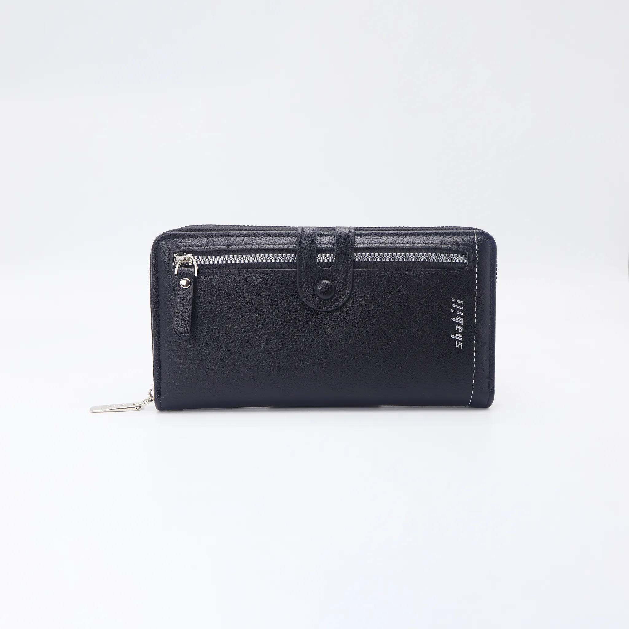 SHABILI 1pc Solid Color PU Leather Large Capacity Zipper Business Wallet