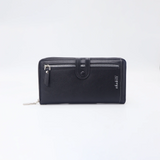 SHABILI 1pc Solid Color PU Leather Large Capacity Zipper Business Wallet