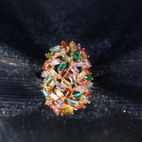 Multicolor Gemstone Cluster Gold Ring