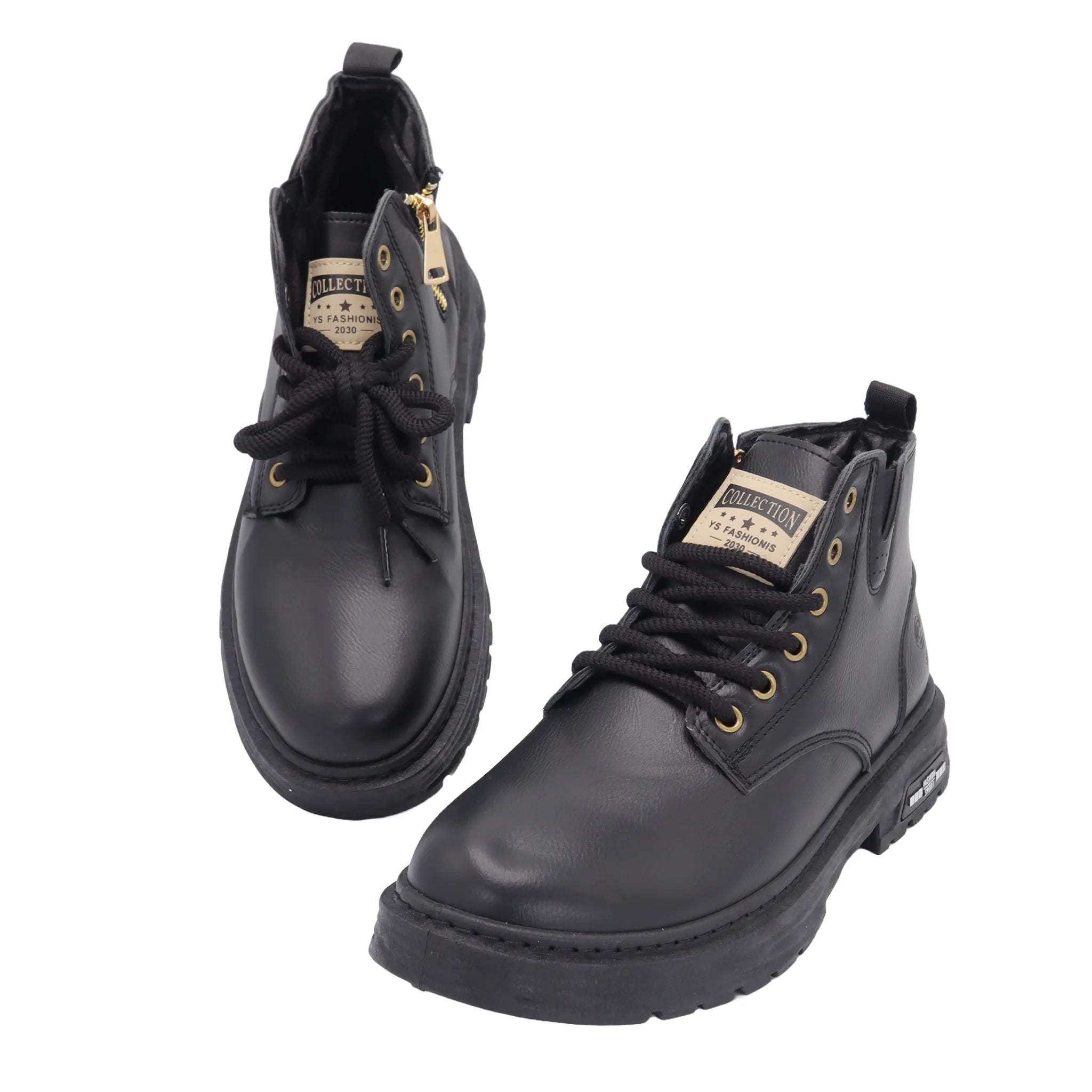 Men's Rugged Black Lace-Up Ankle Boots