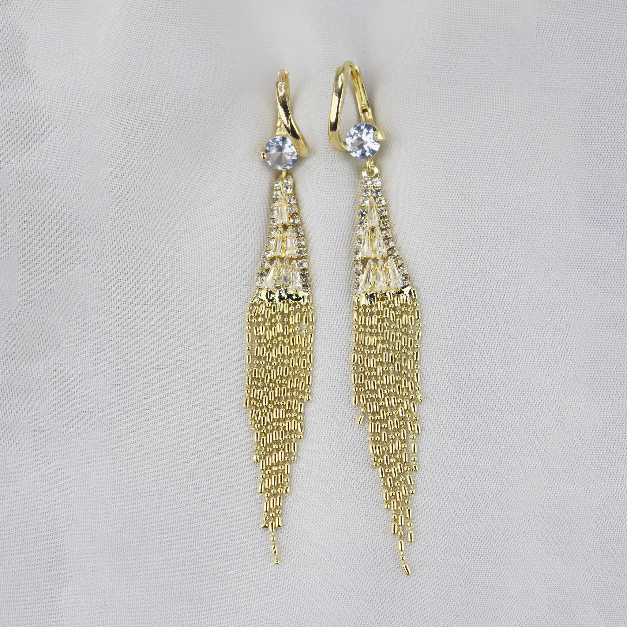 Product Name: Gold Chain Earrings with Gemstone Accents