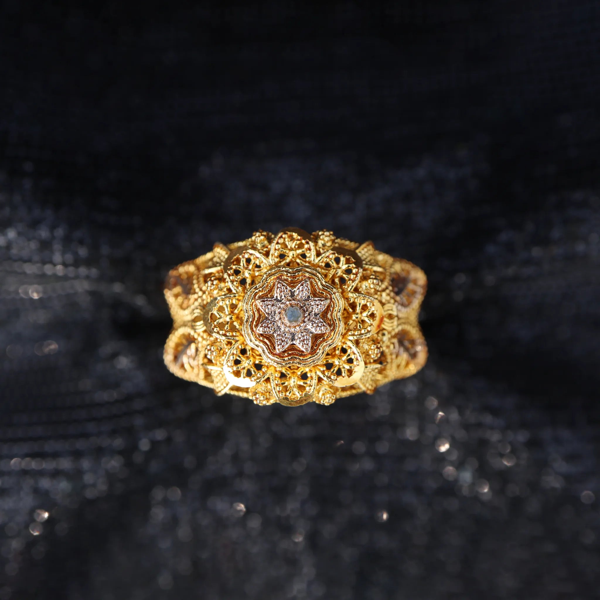 Regal Gold Crown Ornate Ring