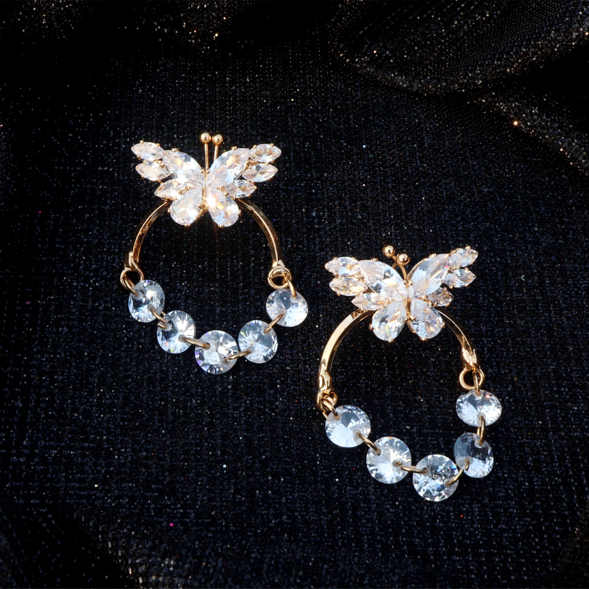 Crystal Butterfly Hoop Earrings