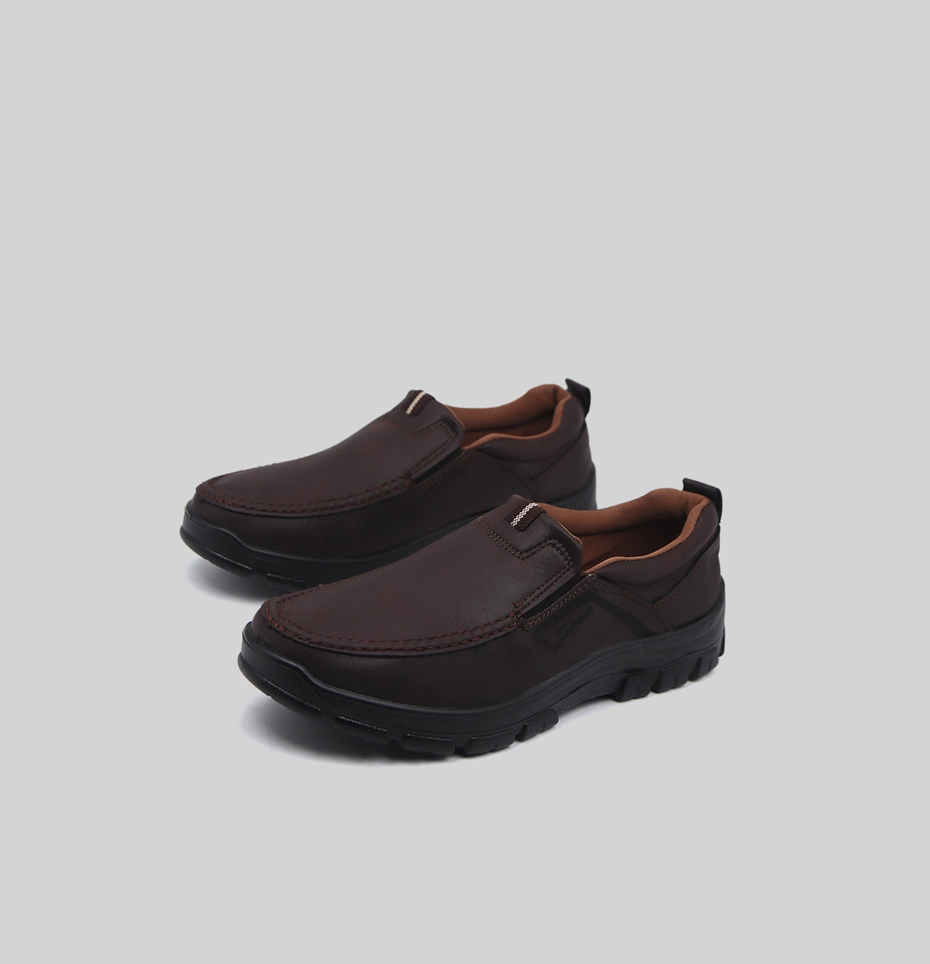 Classic Brown Leather Slip-On Loafers