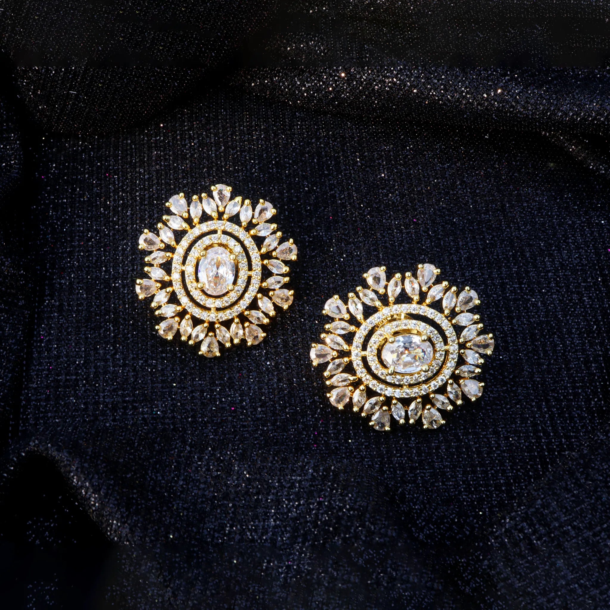 Sparkling Sunburst Crystal Earrings