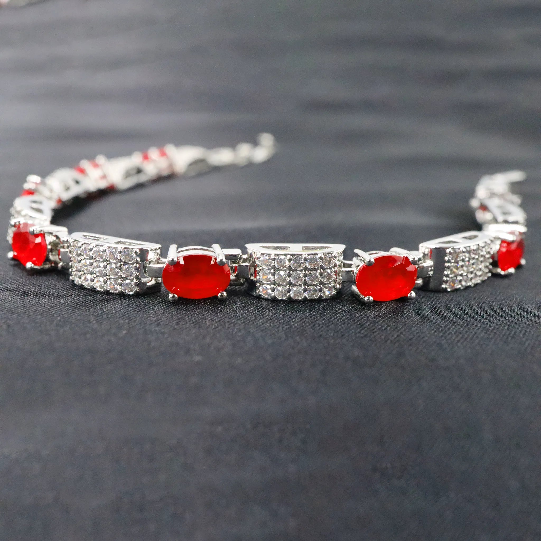 Radiant Red Oval Stone Bracelet