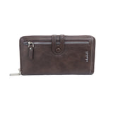SHABILI 1pc Brown Leather Large Capacity Zipper Business Wallet