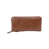 Genuine Leather Long Wallet with Zipper Closure