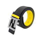 Men's Dual-Tone Leather Belt with Stylish Metal Buckle