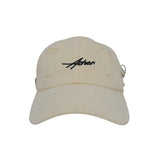 Distressed Cream Embroidered Cap with Ring Accents