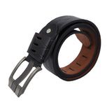 Premium Black Textured Leather Belt with Robust Dual-Prong Buckle