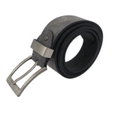 Distressed Gray Leather Belt with Matte Silver Buckle
