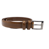 Classic Brown Leather Belt with Silver Buckle
