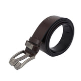 Interlocking Metal Buckle Black Leather Belt