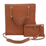 Quilted Leather Tote Bag with Wallet