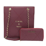 Quilted Leather Tote Bag with Wallet