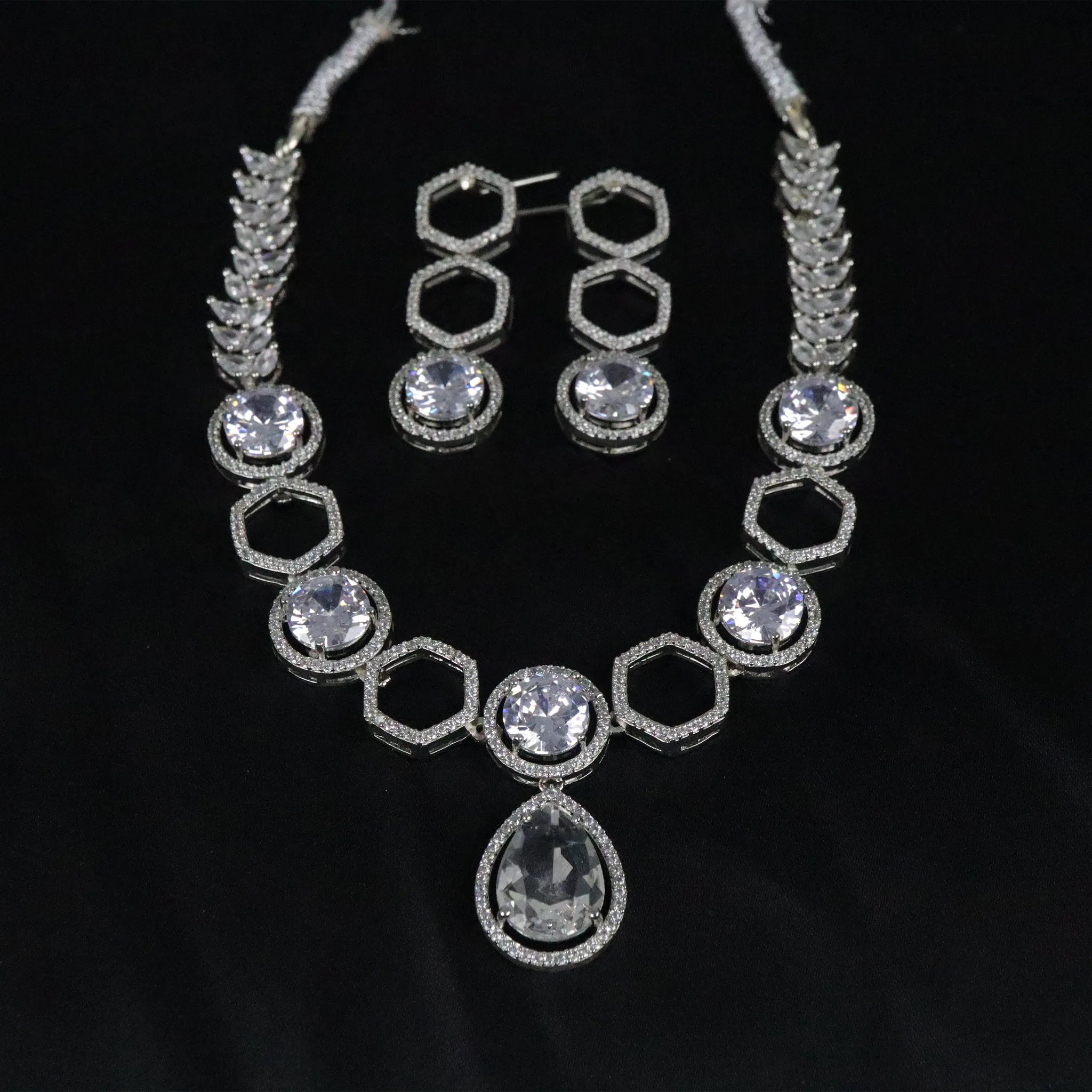 Hexa Elegance Crystal Necklace Set