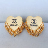 Gold Heart Logo Statement Earrings