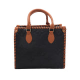 Monogram Embossed Leather Tote Bag-