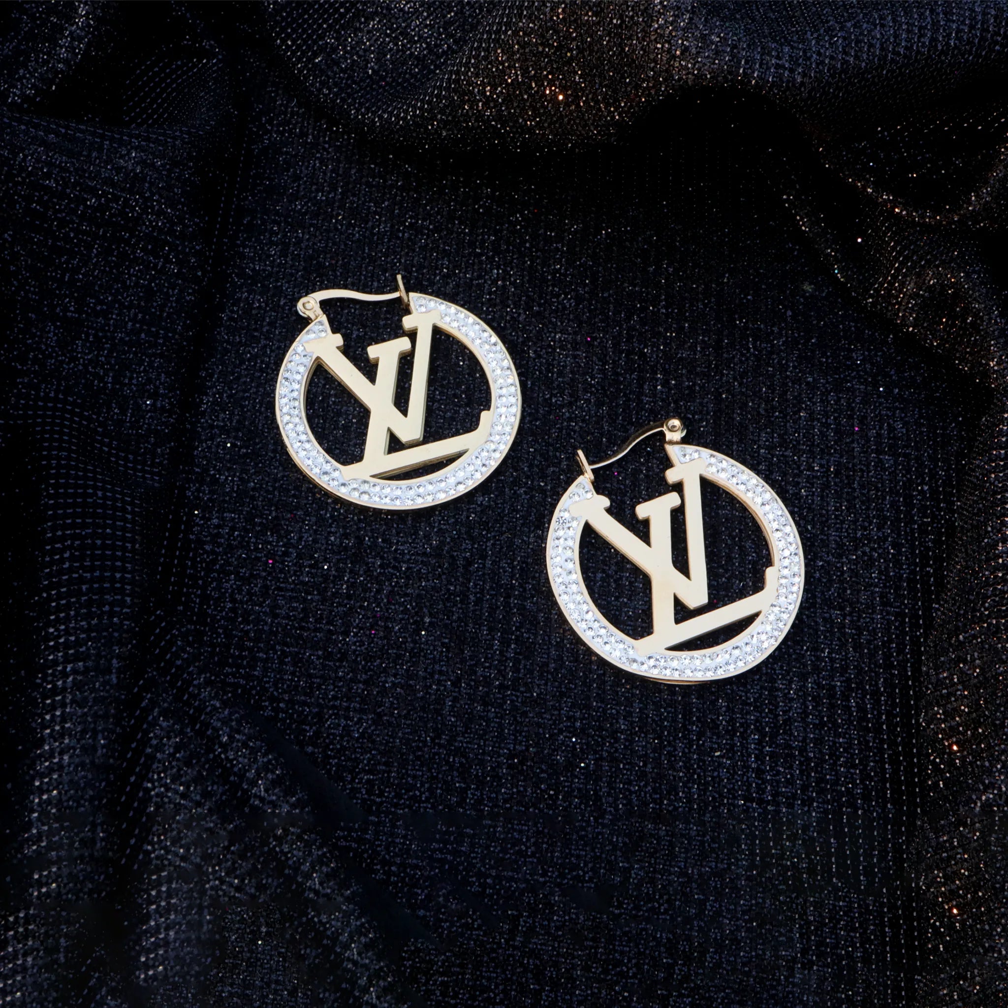 Gold Heart Logo Statement Earrings