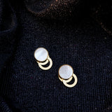 Gold Mother-of-Pearl Circle Earrings