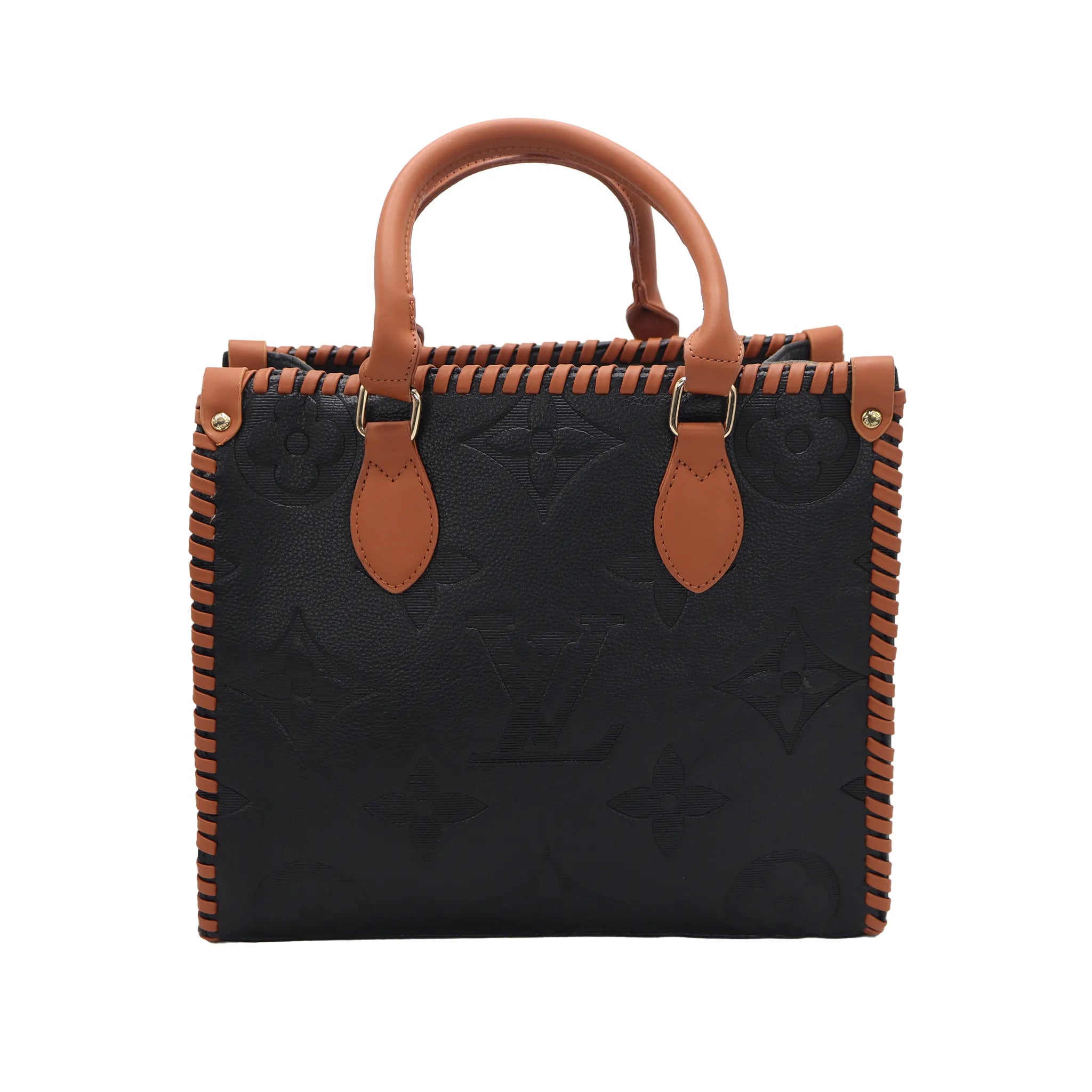 Monogram Embossed Leather Tote Bag