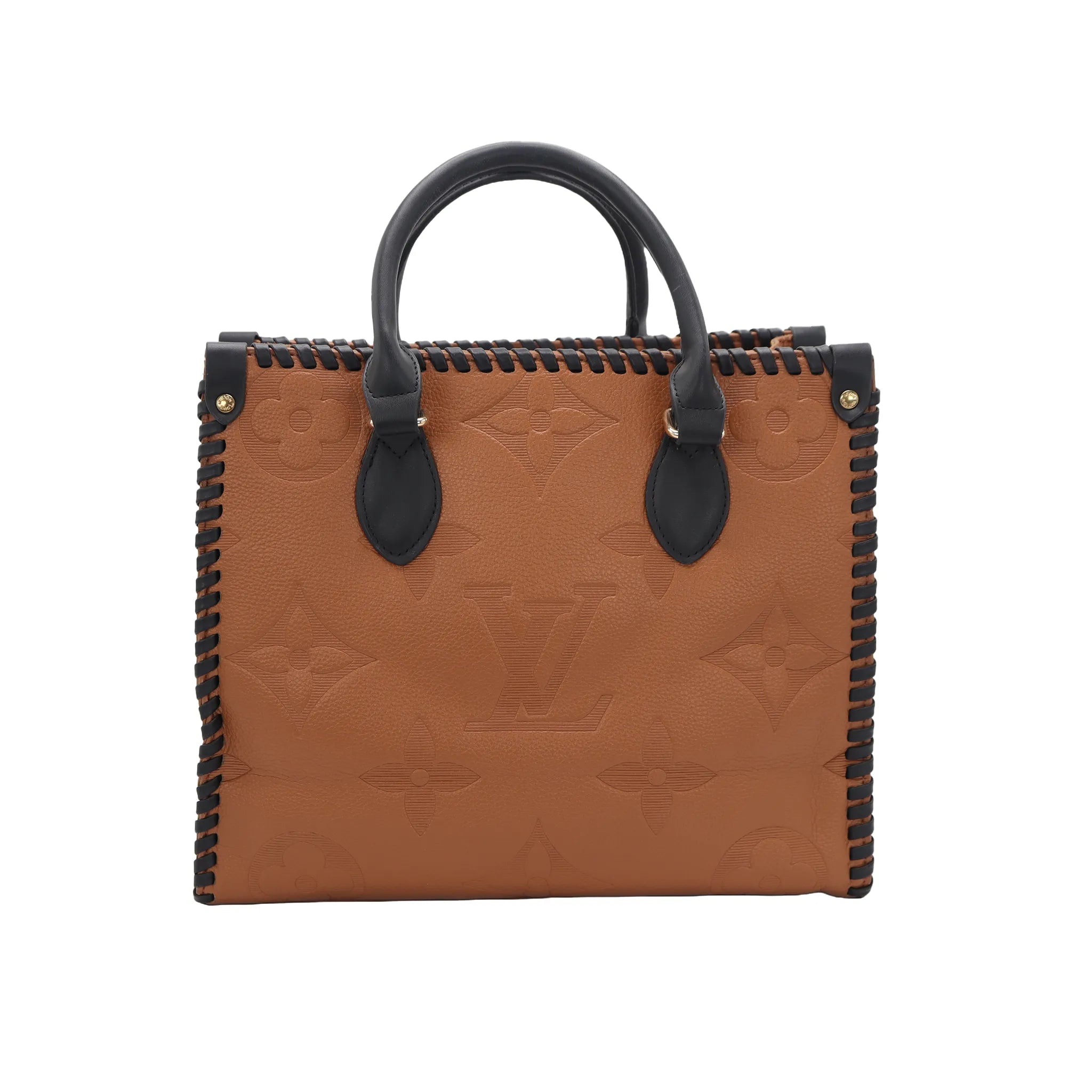Monogram Embossed Leather Tote Bag