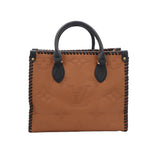 Monogram Embossed Leather Tote Bag