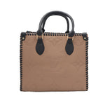 Monogram Embossed Leather Tote Bag