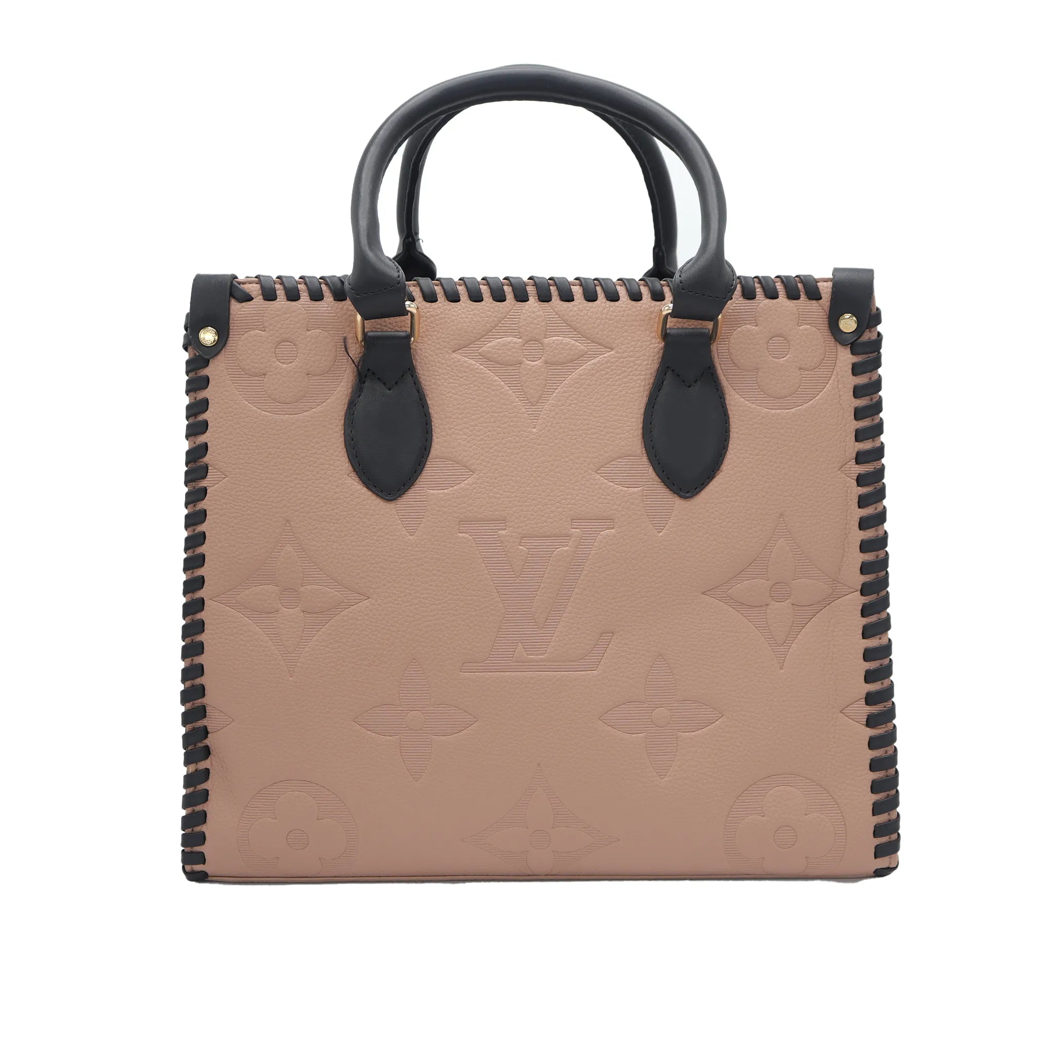 Monogram Embossed Leather Tote Bag