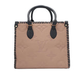 Monogram Embossed Leather Tote Bag