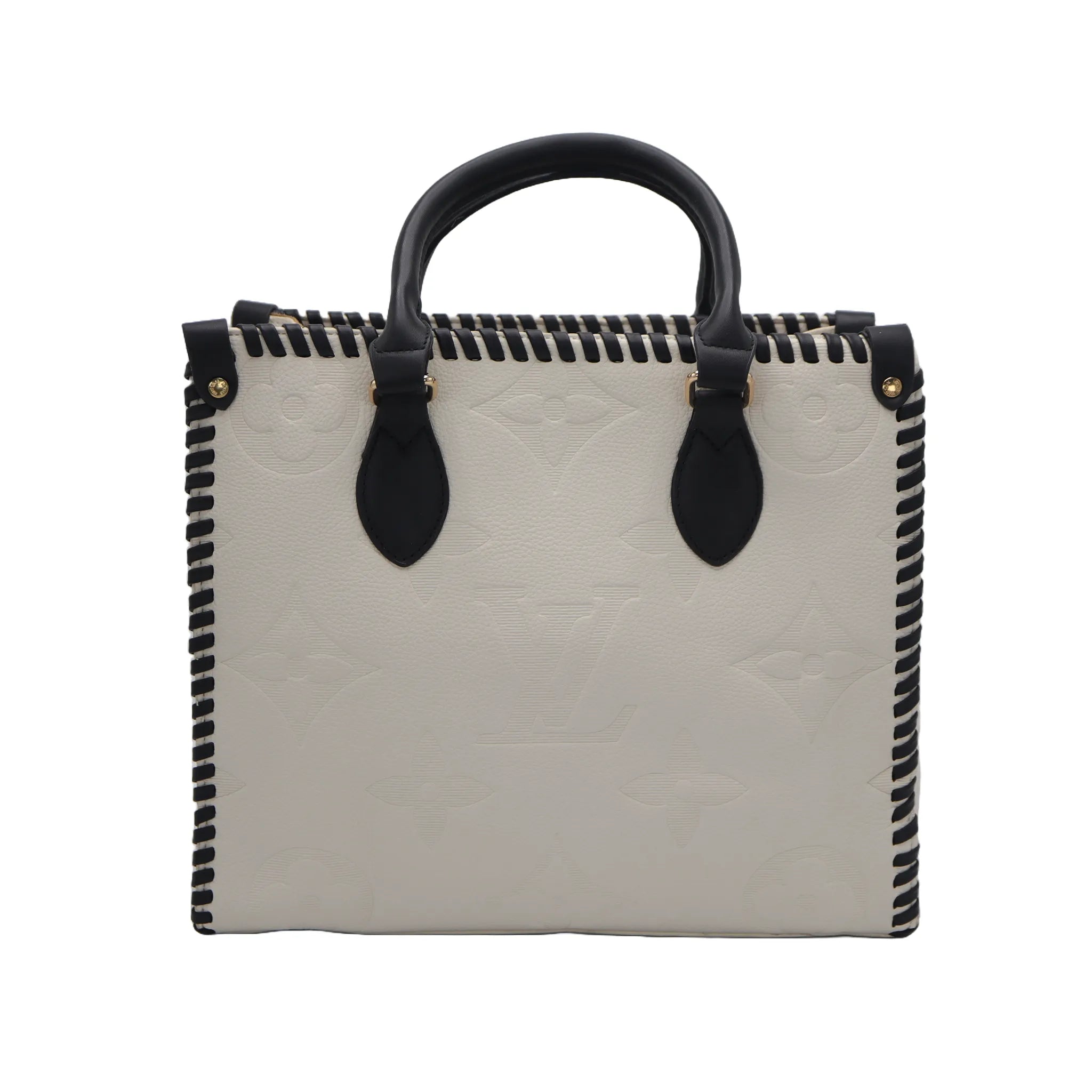 Monogram Embossed Leather Tote Bag