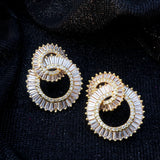 Gold Intertwined Crystal Loop Earrings