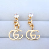 Gold Double G Chain-Link Crystal Earrings