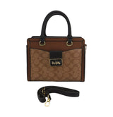 Elegant Mixed-Texture Handbag with Gold Accent