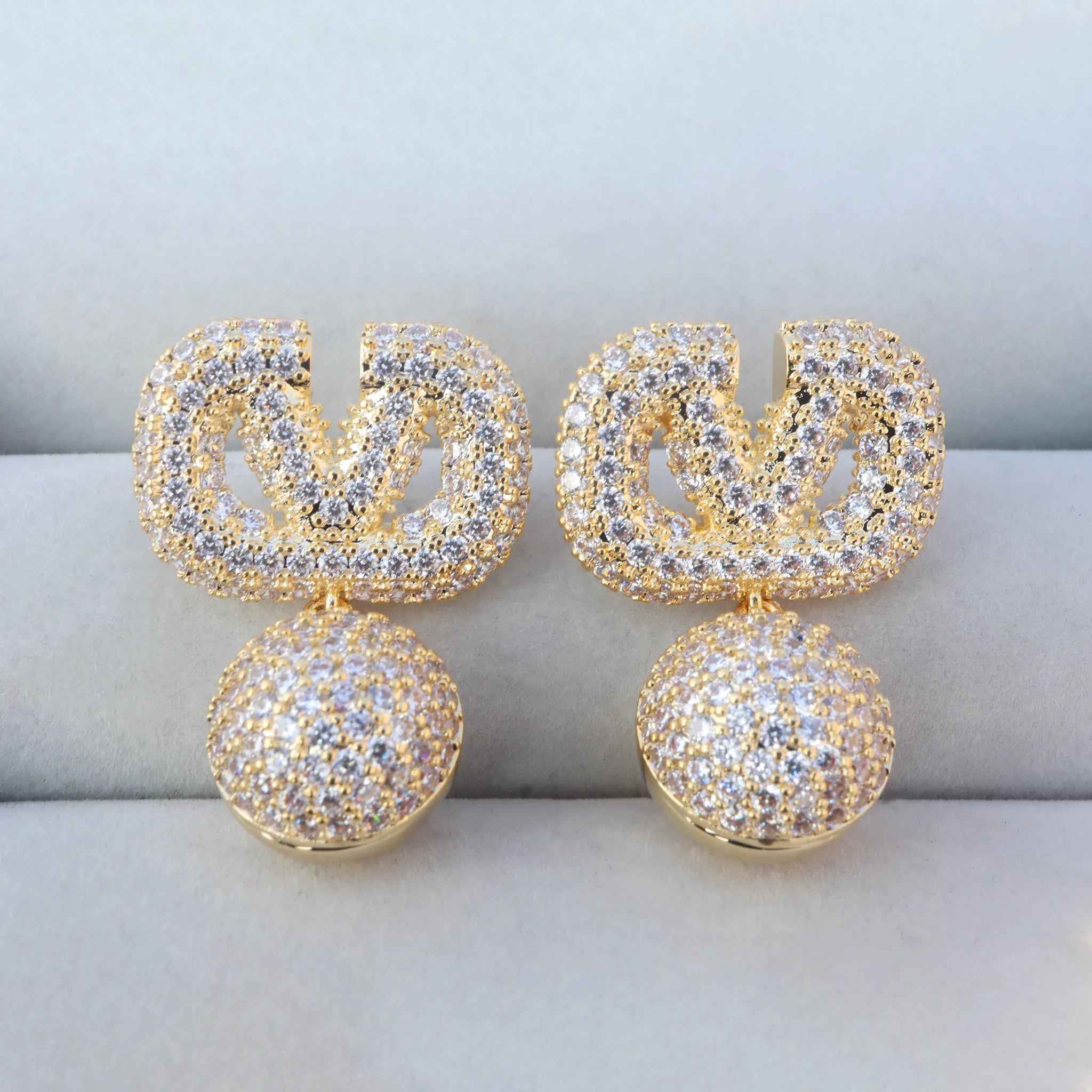 Gold-Tone Crystal-Encrusted Statement Earrings