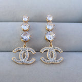 Gold-Tone Logo Earrings with Crystal Accents