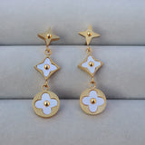 Gold-Tone Floral Motif Dangle Earrings