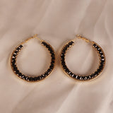 Midnight Elegance Gold Hoop Earrings