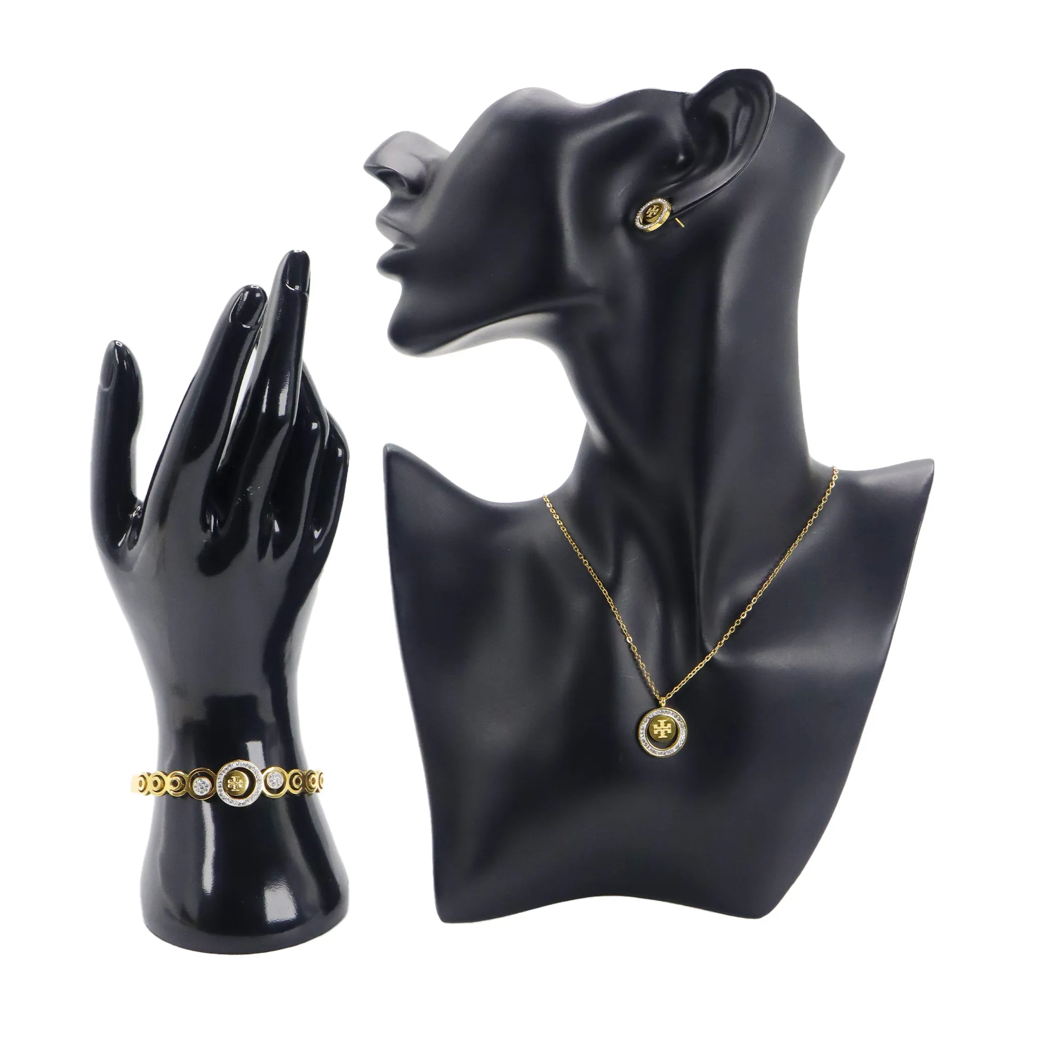 Elegant Gold-Plated Jewelry Set with Circular Designs
