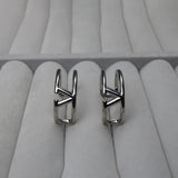 Geometric Zigzag Silver Hoop Earrings